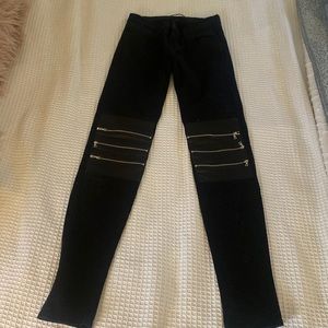 J Brand skinny black zipper jeans